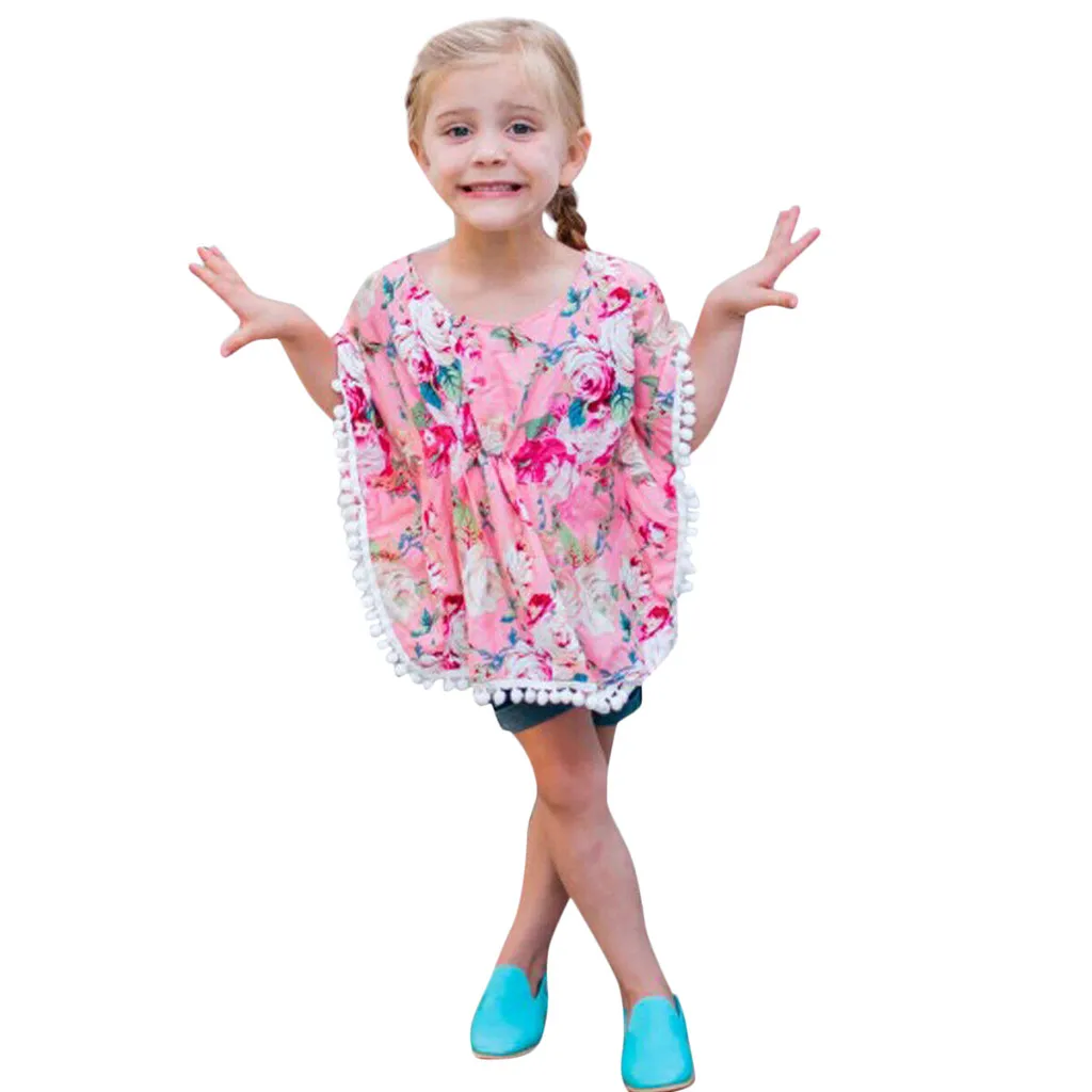 Детское пляжное платье парео с цветочным принтом и кисточками Пляжная накидка