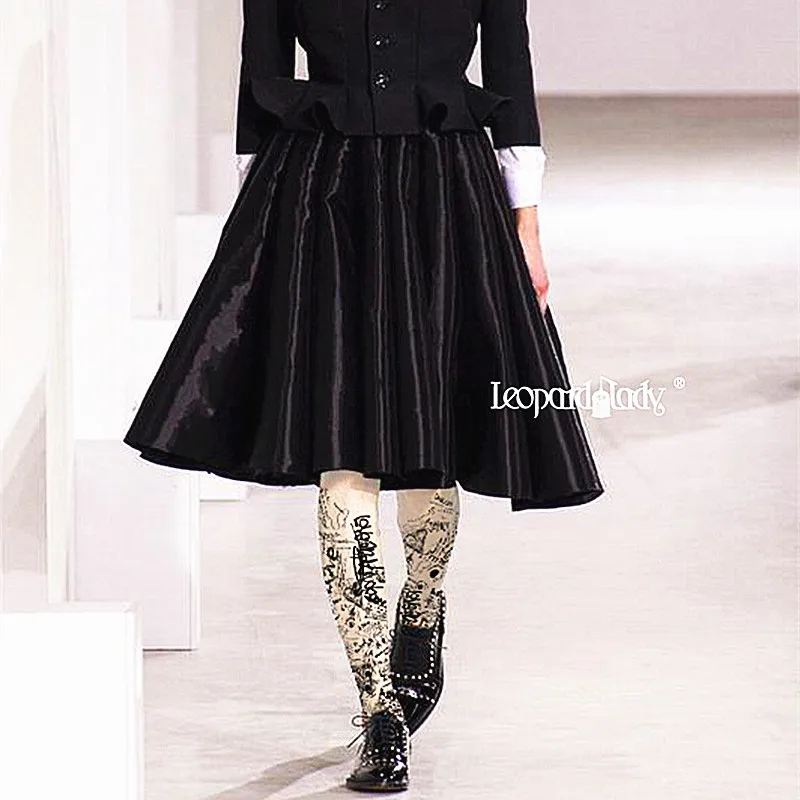 

Spring Autumn and Winter Tights Women Pantyhose Fashion Casual Modal Cotton Stockings Black and White Graffiti Printing