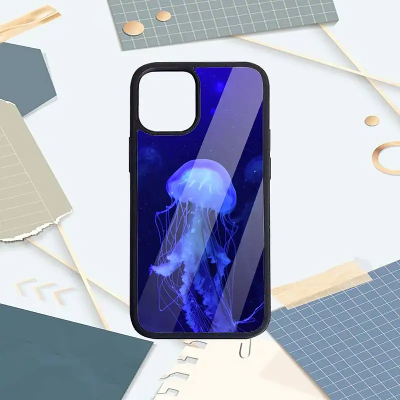 

Glowing Jellyfish art pattern Phone Case PC for iPhone 11 12 pro XS MAX 8 7 6 6S Plus X 5S SE 2020 XR Luxury brand shell funda