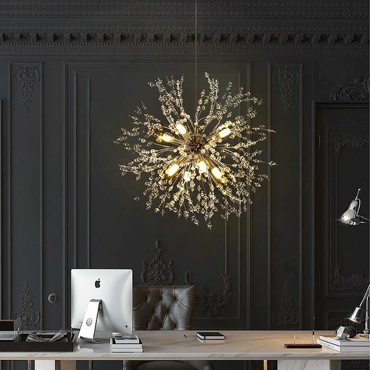 Светодиодный светильник с 8 головками в скандинавском стиле белым