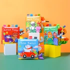 Тканевые книги с животными и хвостом для детей 0-12 месяцев, детская головоломка для раннего обучения, развивающая тканевая книга с кольцами, развивающие познавательные игрушки для чтения