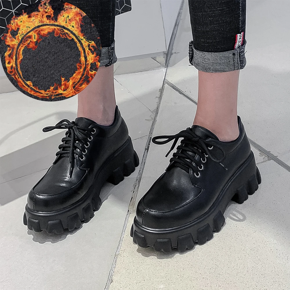 Женские туфли оксфорды на платформе и квадратном каблуке размеры 34 46|Женские