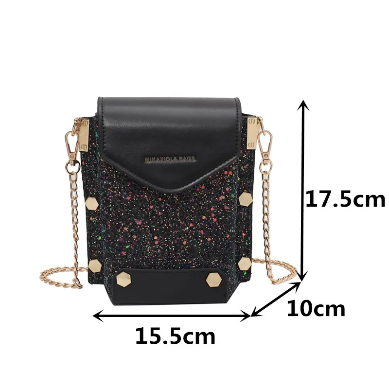 

New Trend Women Shoulder Bag Sale Bling Glitter Crossbody Bags Mobile Phone Chain Bag Unique Ladys Luxury Leather Green Hand Bag