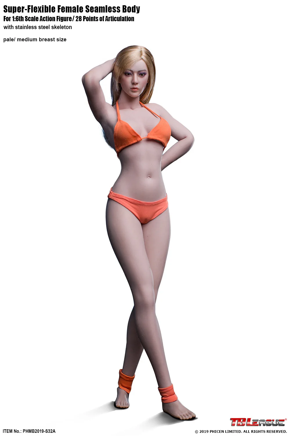 S32A BODY 29,4 см высота 1/6 бледный/suntan TBLeague супер гибкие женские длинные ноги бесшовные тело S32A S33B для головы девушки - Цвет: S32A BODY