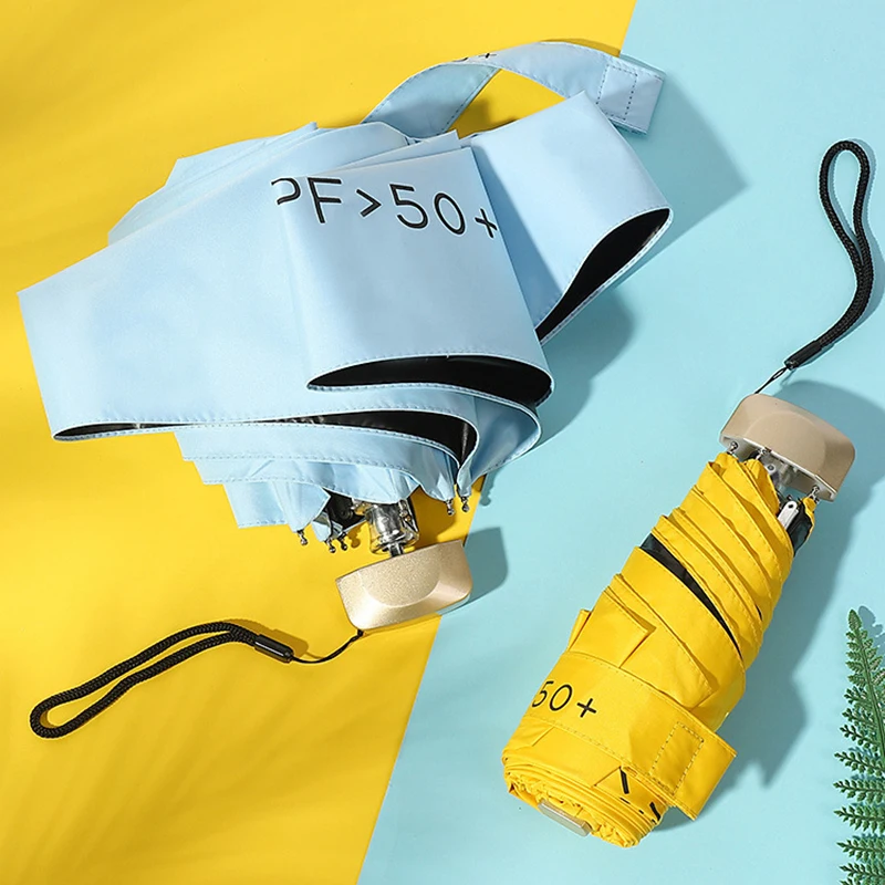 

Folding Mini Pocket Sun Umbrella Sunshade Windproof UV Umbrella Folding Dual-Use Parasol Vinyl UPF50+ Beach Umbrella Convenient
