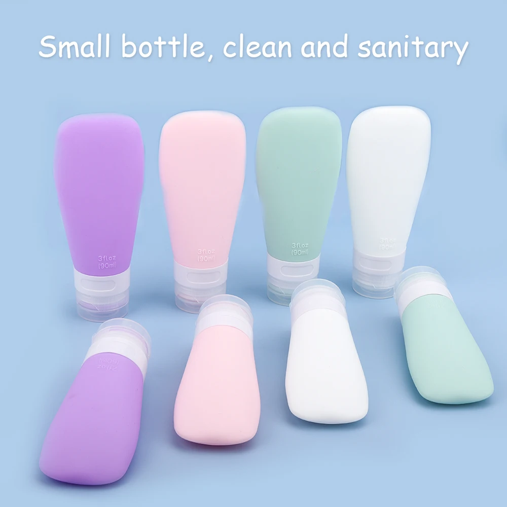 

4pcs Travel Cosmetics Bottles Silica Gel Mini Empty Container Skincare Shower Gel Shampoo Jars Tools Portable Extrusion Bottling