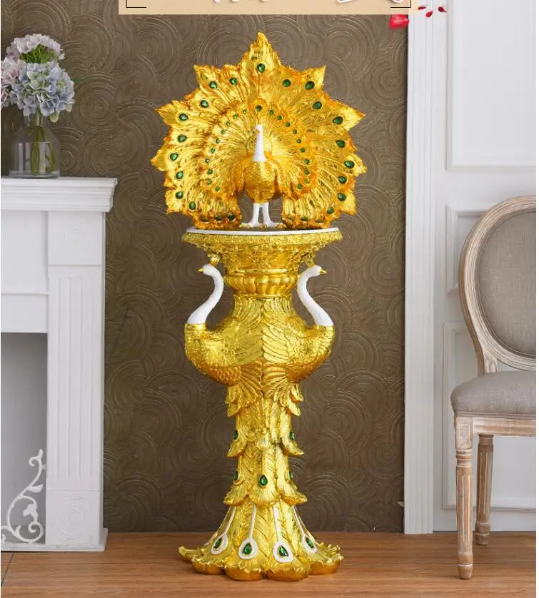 Европейский роскошный открытый павлин из смолы скульптура украшения для дома