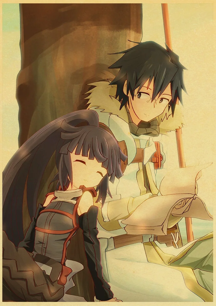 Постер из крафт-бумаги в стиле ретро японское обновление адаптация аниме стикер