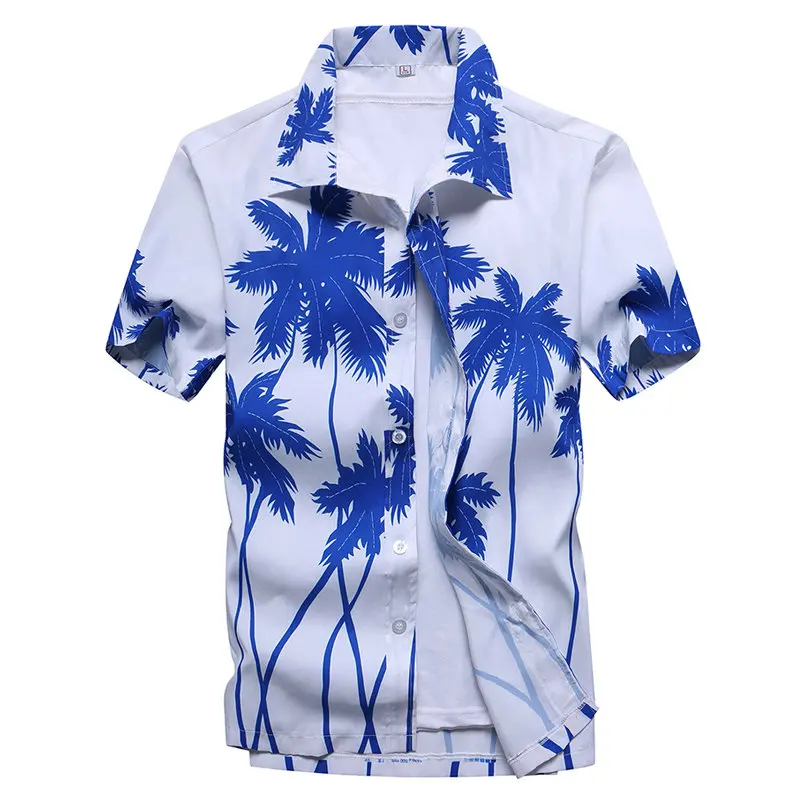 

2019 Fashion Mens Short Sleeve Hawaiian Shirt Fast drying Plus Size Asian Size M-5XL Summer Casual Floral Beach Shirts For Men