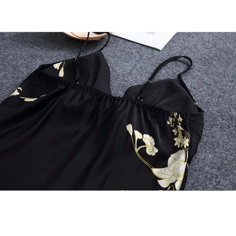 Комплект халатов с цветочным принтом Женская Летняя шелковая пижама комплект из