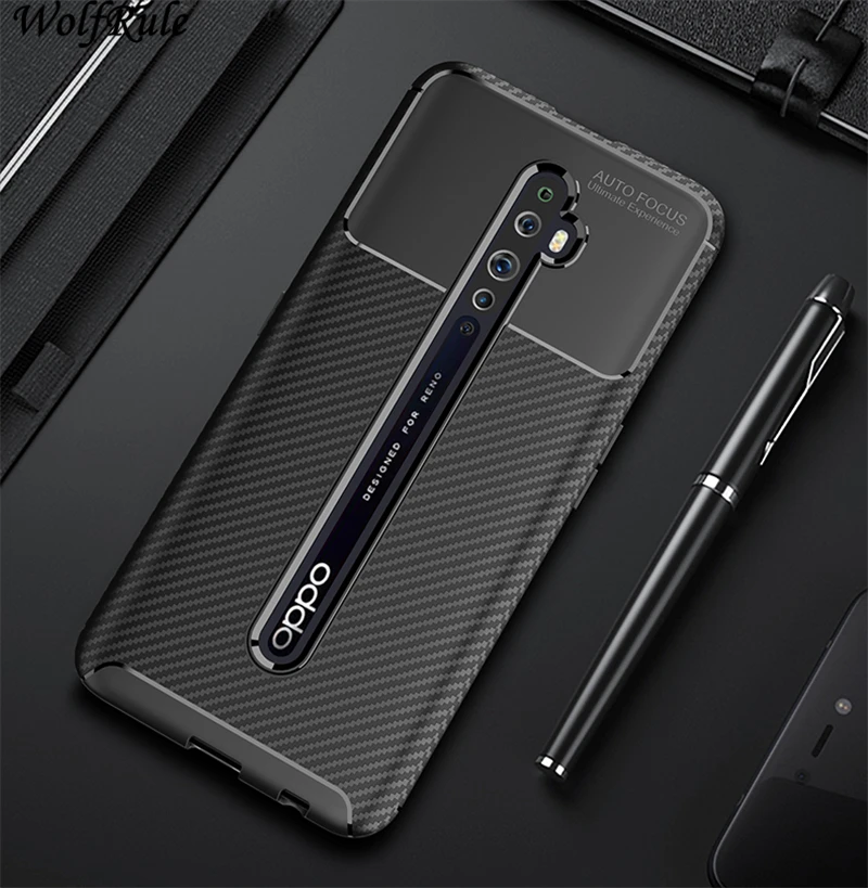 For Cover OPPO Reno 2Z Case Shockproof Bumper Carbon Fiber Texture Business Fashion Coque Case For Reno 2Z Cover Reno 2Z 6.53