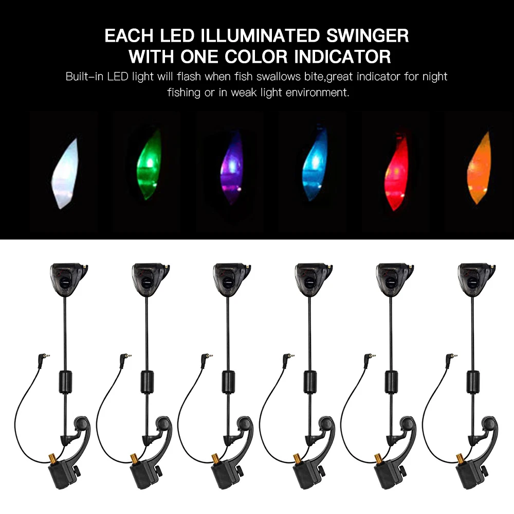 

Комплект для рыбалки, светодиодный индикатор укуса, с подсветкой, чехол для хранения, рыболовные снасти