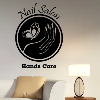 Nail Salon Logo Wall Decal Manicure Fashion Art Hands Care Spa Beauty Salon Interior Decor Vinyl Window Sticker Wallpaper Q691