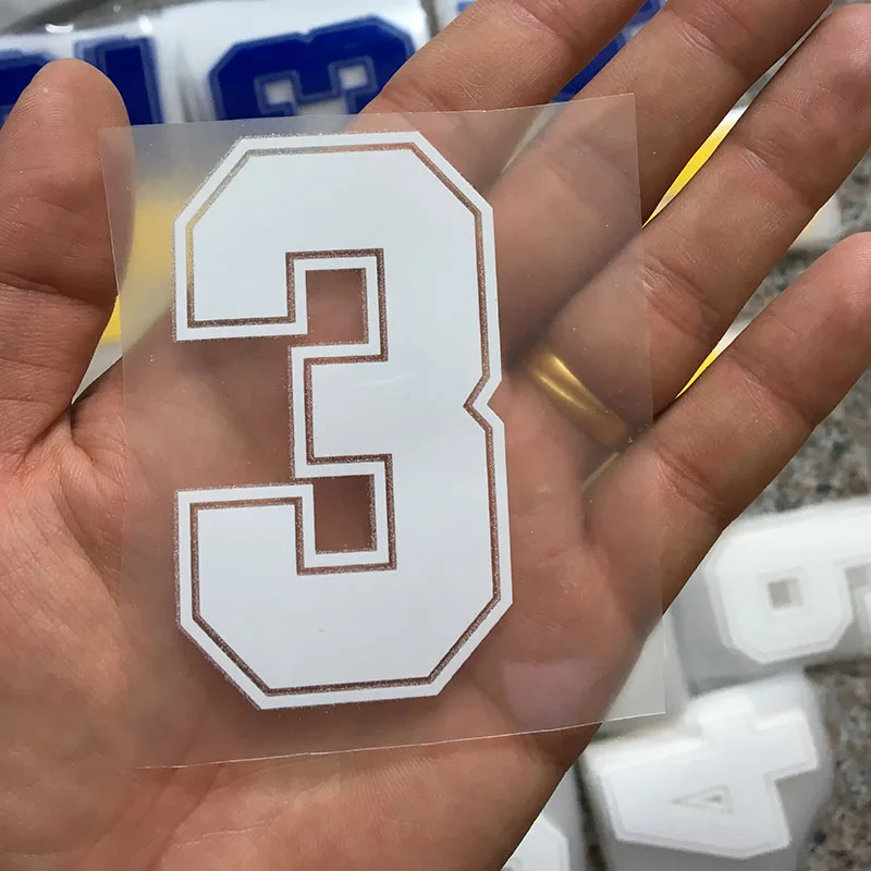 8cm-3 Белые цифры 0-9 термонаклейки 22см \ 8см \ 5 см название Спортивная тканевая наклейка Горячая теплопередача DIY термоклейкие для одежды сумка обувь - Цвет: 8cm-3