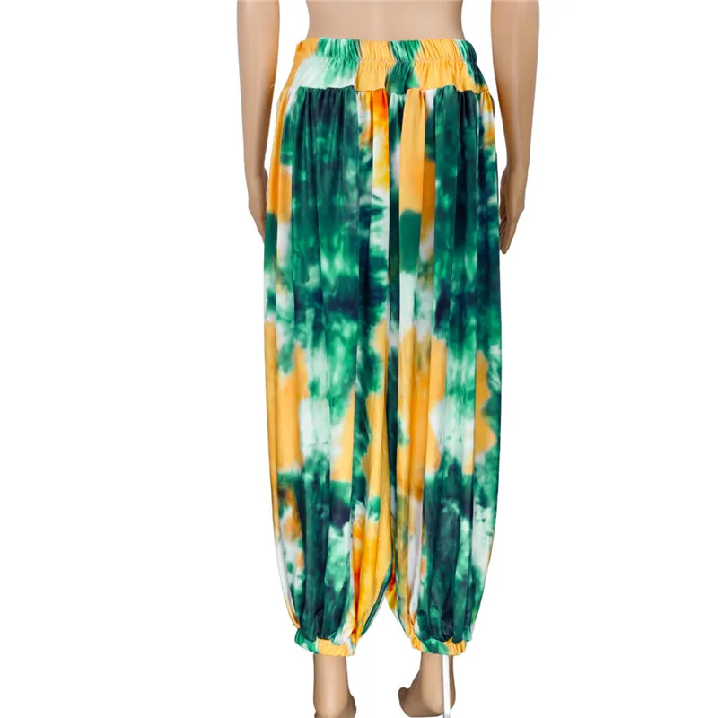 

WUHE Streetwear Casual Trousers Tie Dye Colorful Print Sexy High Waist Loose Wide Leg Pants Nightclub Party Summer Women Pants