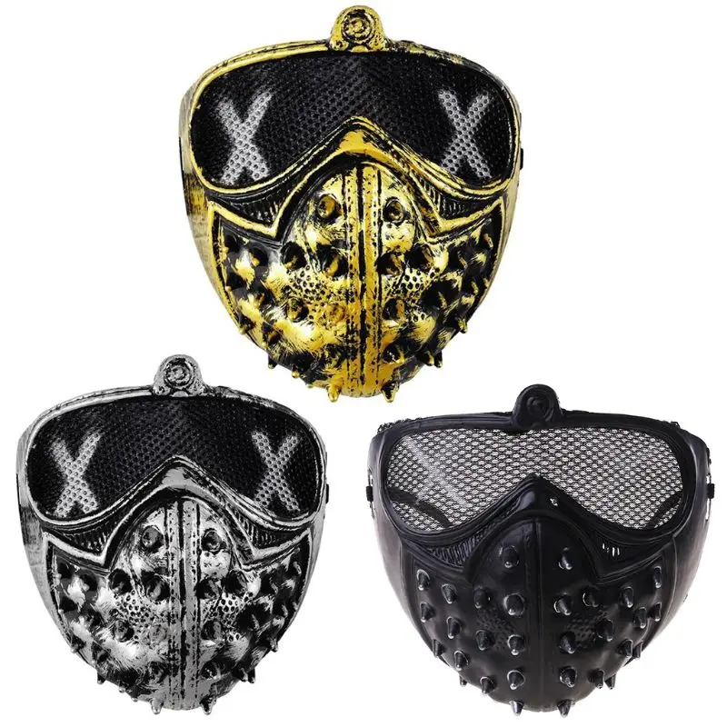 

Halloween Punk Devil Anime Half Mask Plastic Rivets Metallic Color Ghost Masquerade Death Cosplay Costume Party Props