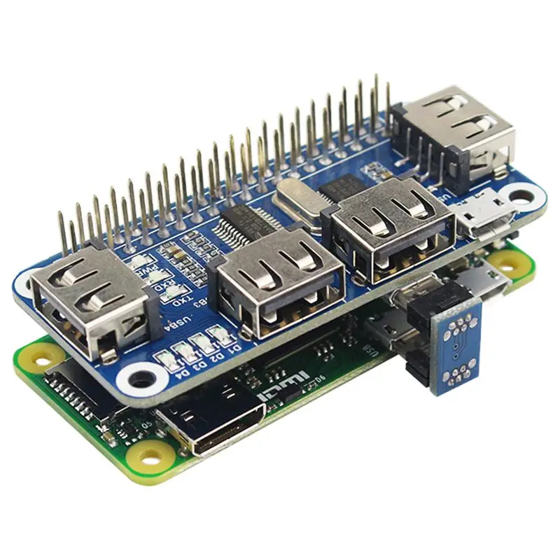 

4 Ports USB HUB HAT For Raspberry Pi 3 / 2 / Zero W Extension Board USB To UART For Serial Debugging Compatible With USB2.0/1.1