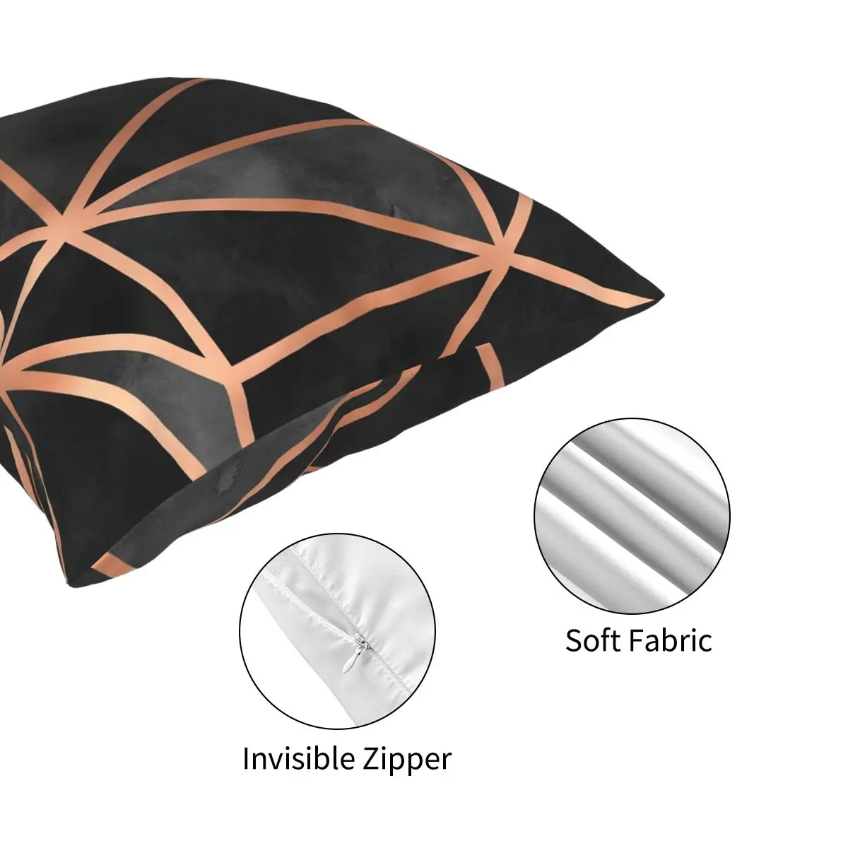 Черный Медь Geo квадратная подушка чехол полиэстер печатных Декор Подушка Чехол