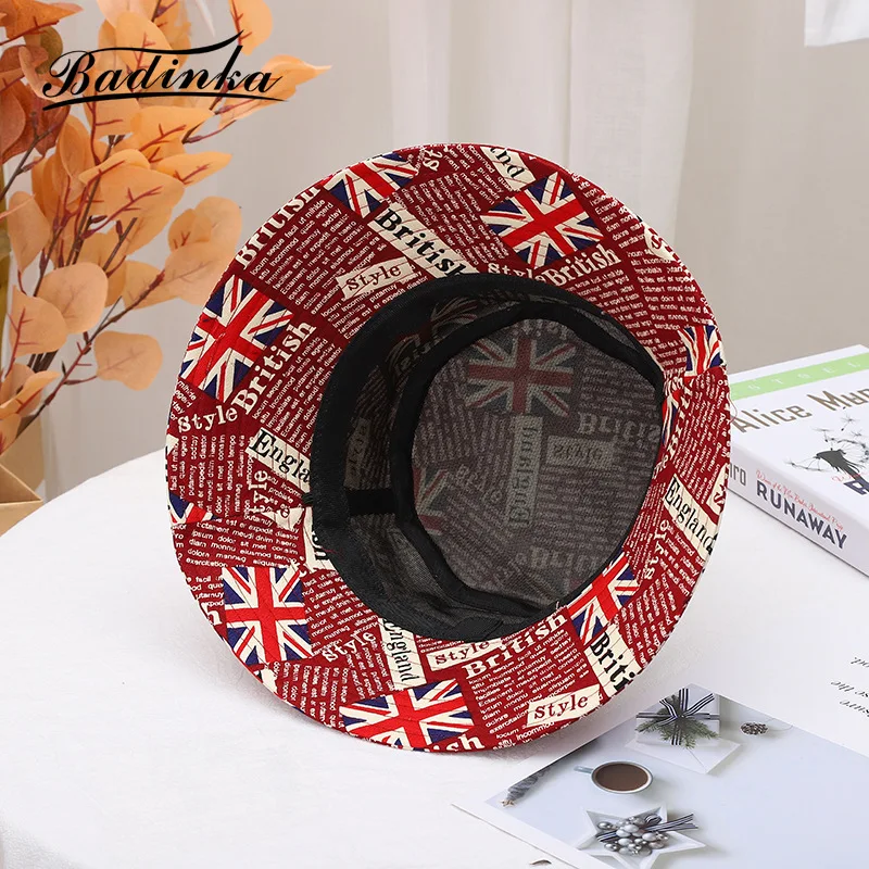 

Badinka 2021 New Designer UK Flag Print Bucket Hat Women Men Fishing Fisherman Beach Sun Hats Summer Outdoor Panama Hip Hop Cap