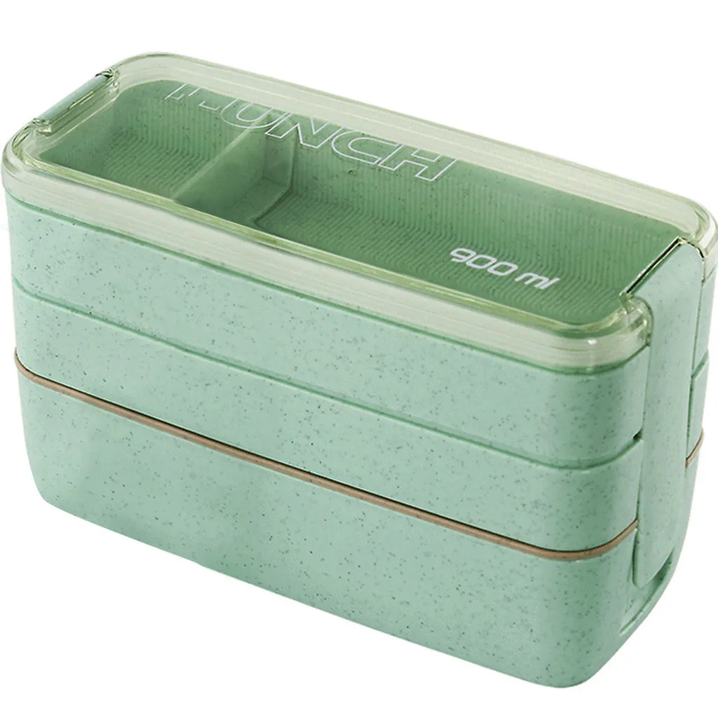 Столовая посуда Lunchbox 900 мл 3 слоя Bento Box экологичный Ланч-бокс контейнер для еды