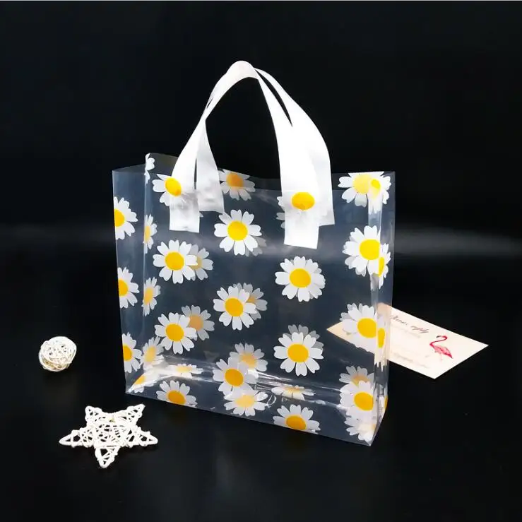 50 шт. прозрачный маленький переносной мешок для одежды с маргаритками Подарочный