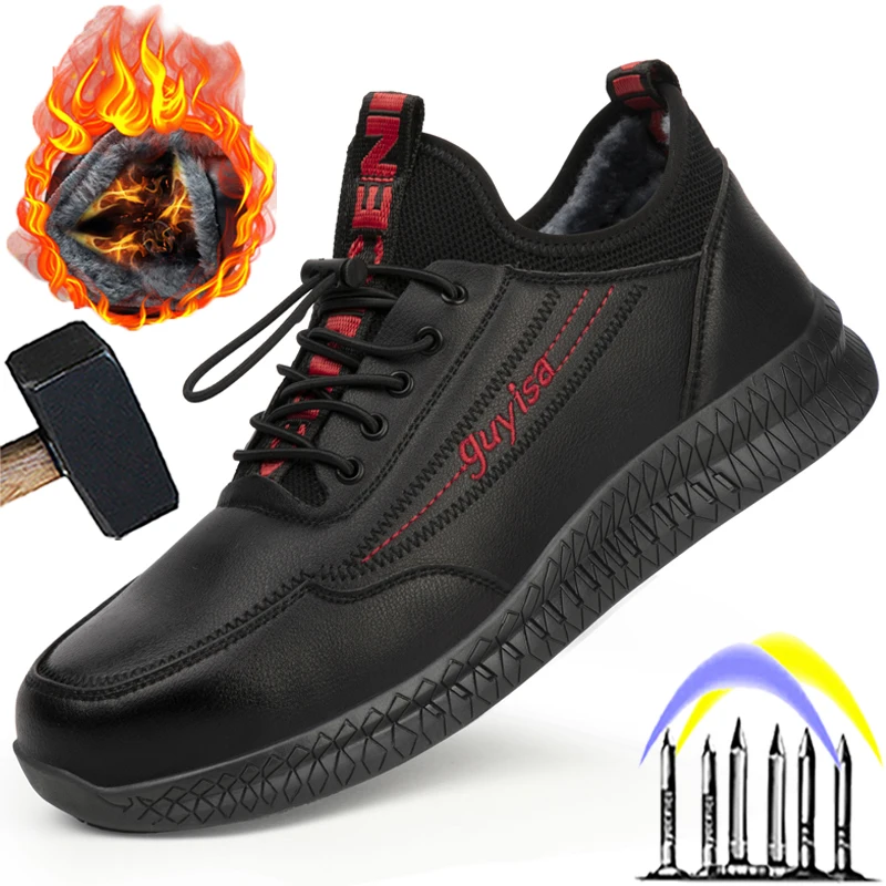 

Кожаные ботинки, рабочая мужская обувь, противоударные непрокалываемые неразрушаемые ботинки, водонепроницаемая обувь с стальным носком ...