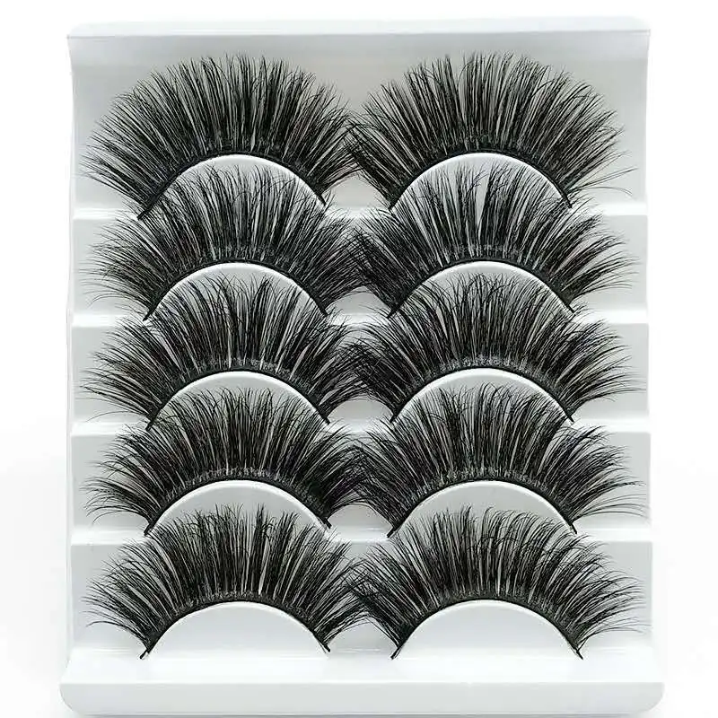 

Mink Lashes Fluffy Wispy False Eyelashes Long Eyelash Extension Makeup Handmade Fake Lash Extension Tool Natural 5 Pairs Faux 3d
