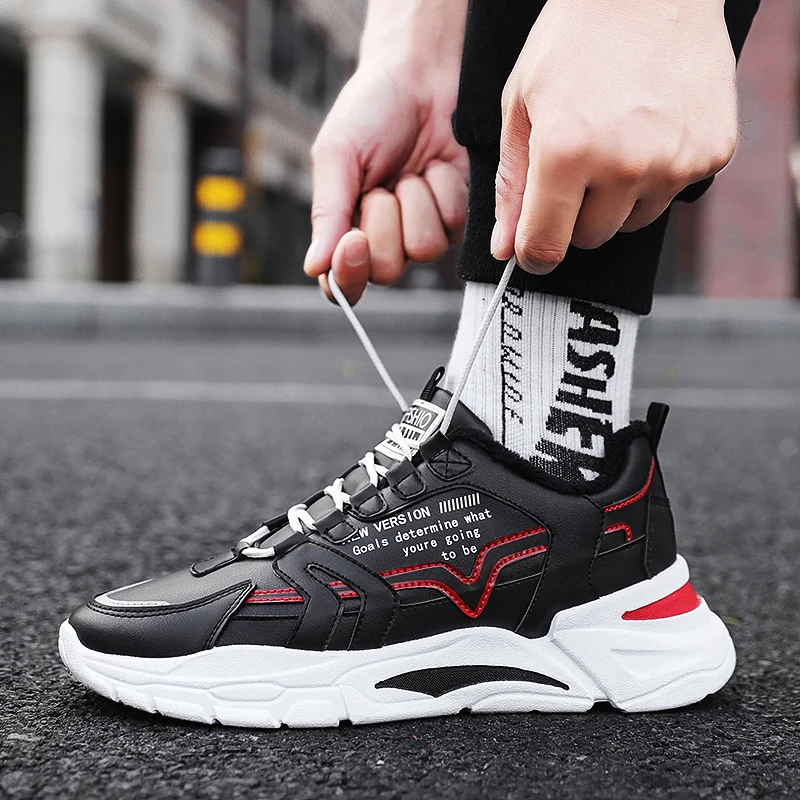 

Winter Newest Casual Shoes Mens Sneakers Male Breathable Leater Plus Velvet Dad Shoes Man Walking Footwear Zapatos De Hombre