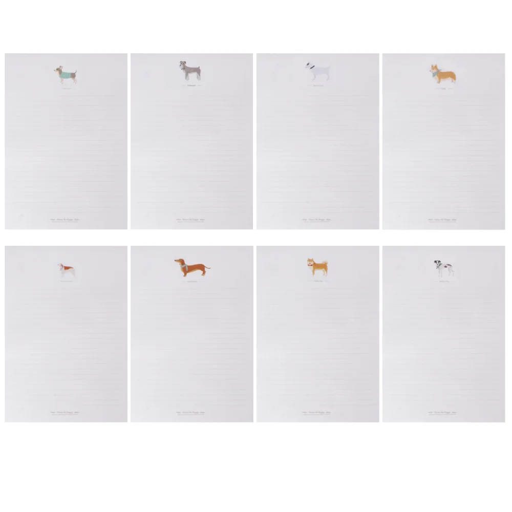 

8 Set/80pcs Letter Papers Cartoon Pets Pattern Kraftpaper Dogs Pattern Writing Paper Note Paper Letter Stationery Paper for Home
