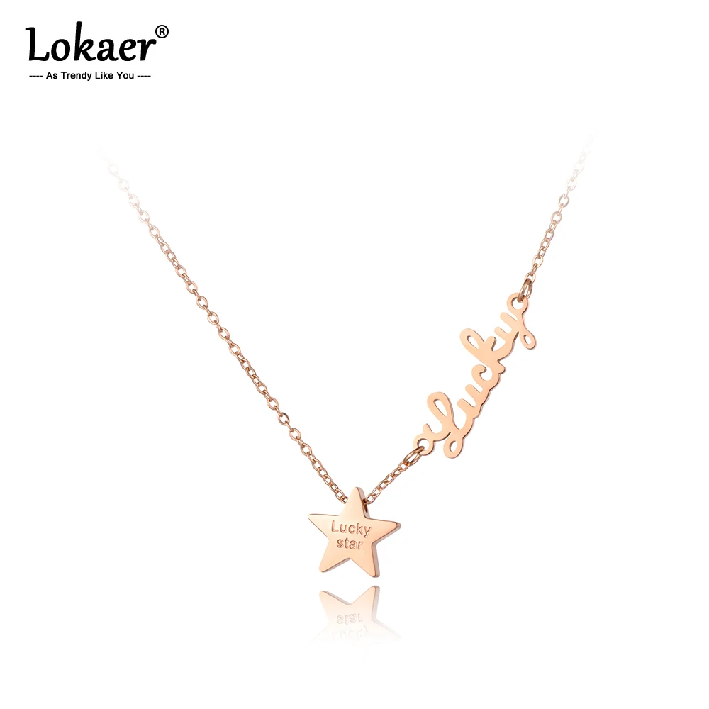 Lokaer модная подвеска со стразами Фианит, ожерелье для девочек, розовое золото и Титан, цепочка из нержавеющей стали, ожерелье, ювелирные изделия N19135