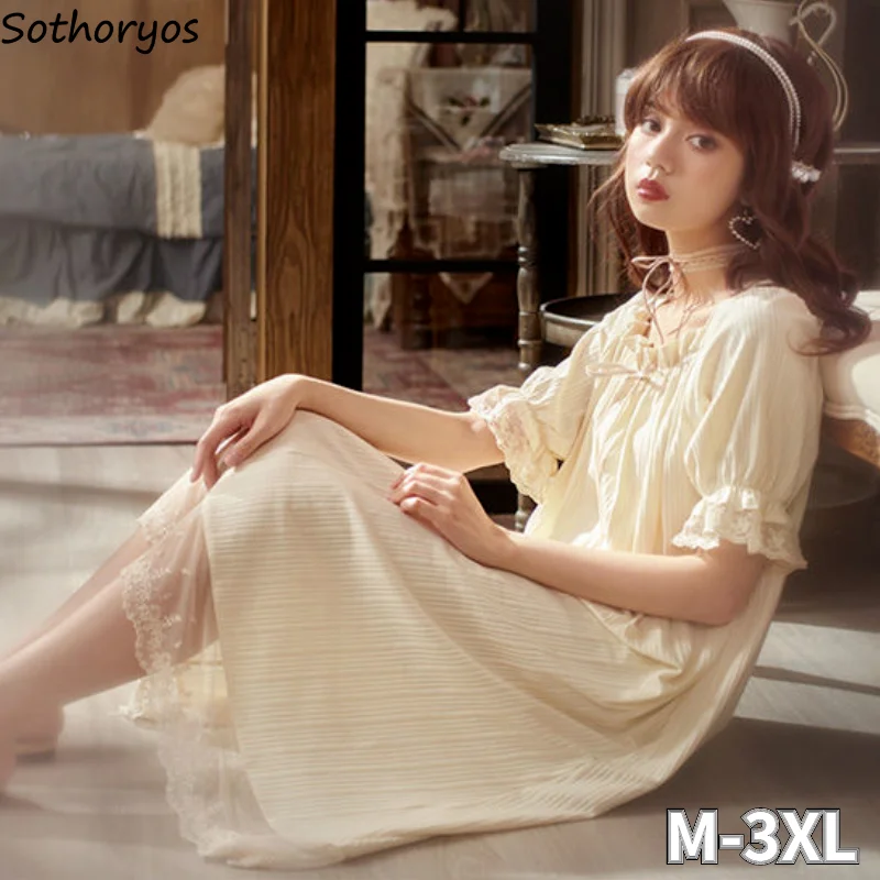 

Ночные рубашки для девочек трусы размера плюс 3XL красивое лоскутное изделие, кружевные свободные мягкие летние воздухопроницаемые студенч...