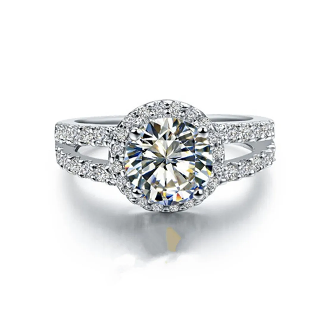 Тестовое Настоящее твердое серебряное популярное кольцо 1CT Moissanite бриллиантовое