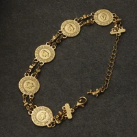turkish coin bracelet ladies rhinestone gold coin dubai muslim middle eastern charm bracelet women jewelry wedding gift