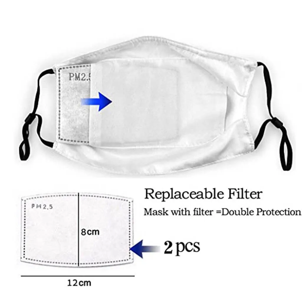 

1Pc and 2 filters Christmas Mouth Mask Anti Haze Dust Washable Reusable Double Layer Dustproof Mouth-muffle Wind Proof Mask New
