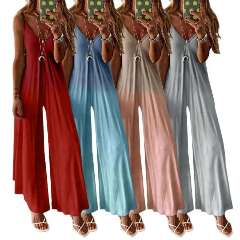 

Womens Gradient Sling Jumpsuit Casual Baggy Summer Wide Leg Playsuit Jump Suits for Women