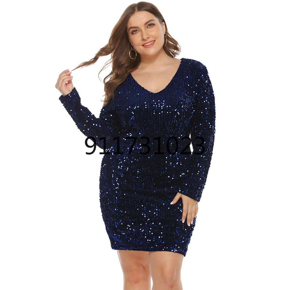 Summer Women's Dress Elegant Sexy V Neck Sequin Party Club Casual Plus Size Bodycon Dresses Evening Wedding Outfits 5XL |