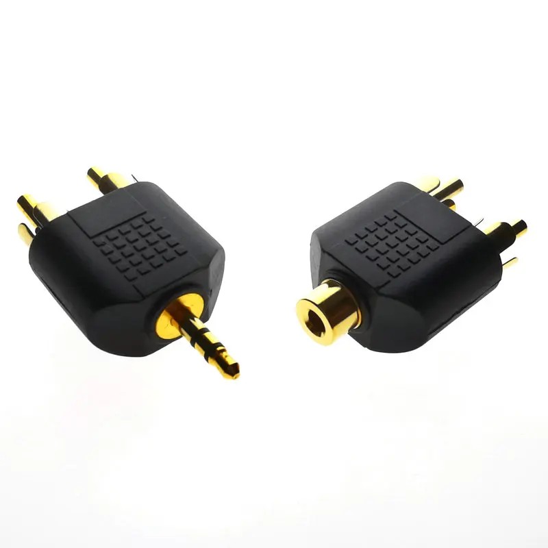 1 шт. Новый позолоченный штекер 24K 3 5 мм на 2 RCA разъема для AV Audio | Электронные