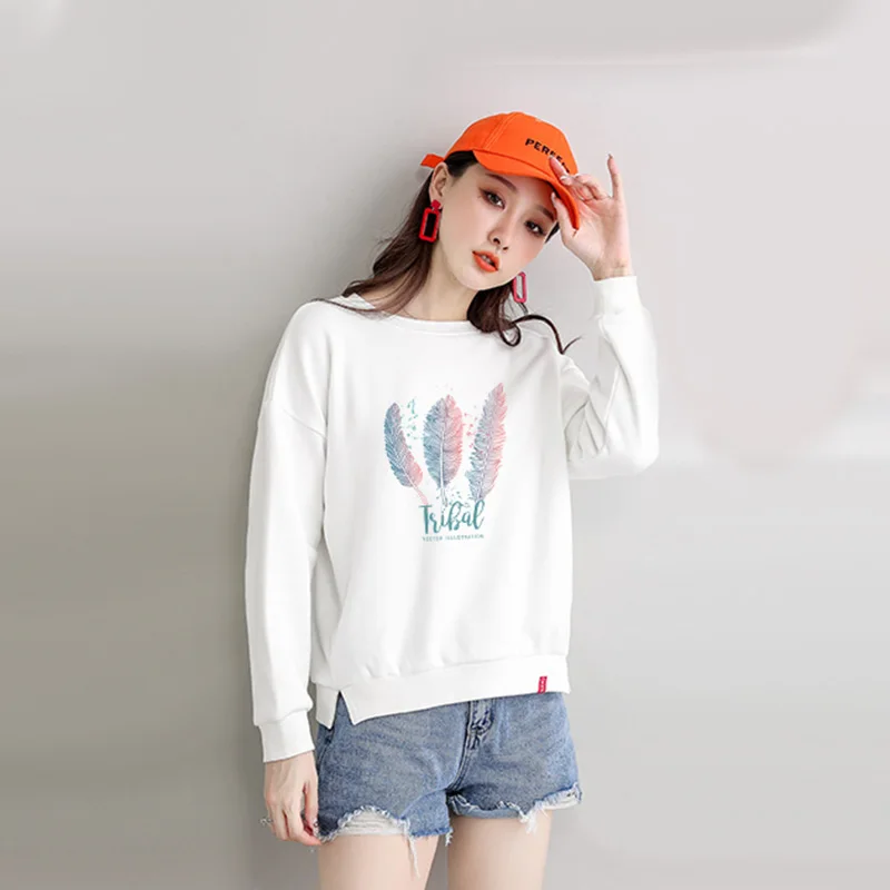 Розовый свитер для девочек Корейский kpop свободная толстовка с графическим