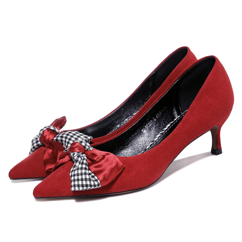 

Shoes Woman MOOLECOLE New Fashion Spring Women Pumps Thin Heels Pointed Women Office&Career/Dress Shoes Black/Red Shoes 2-9193