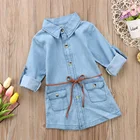 Детское осеннее платье-рубашка с длинным рукавом и отложным воротником