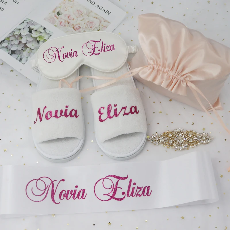 Индивидуальные свадебные тапочки с именем невесты и подружки для вечеринки