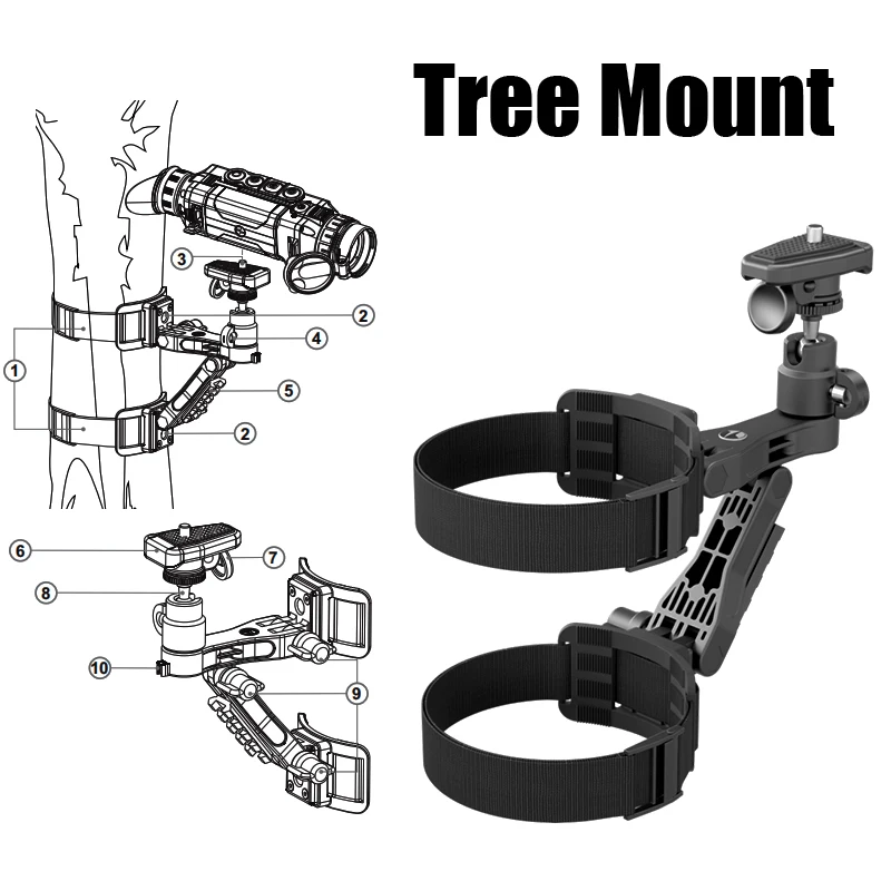

Pulsar Accessories Tree Mount 1/4 Standard Tripod Interface Thermal Camera or Night Vision Scope Mount on Tree Trunk or Branch