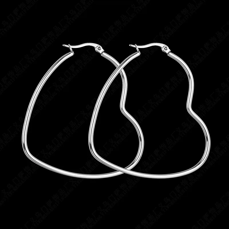 

Stainless Steel Exaggerated Big Heart Earrings For Women Love Simple Tide Hoop earrings Punk Jewelery Oorbellen 30/40/50mm
