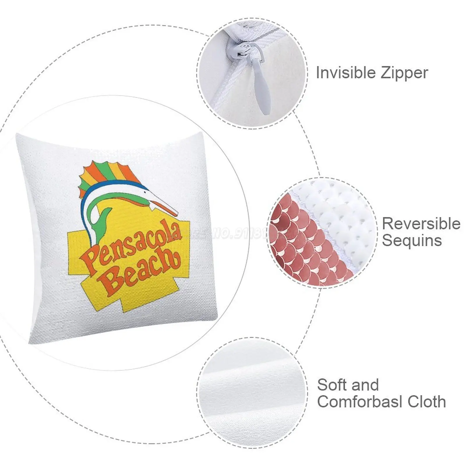 Пляжный Чехол на подушку с пайетками 40 х40 см | Дом и сад