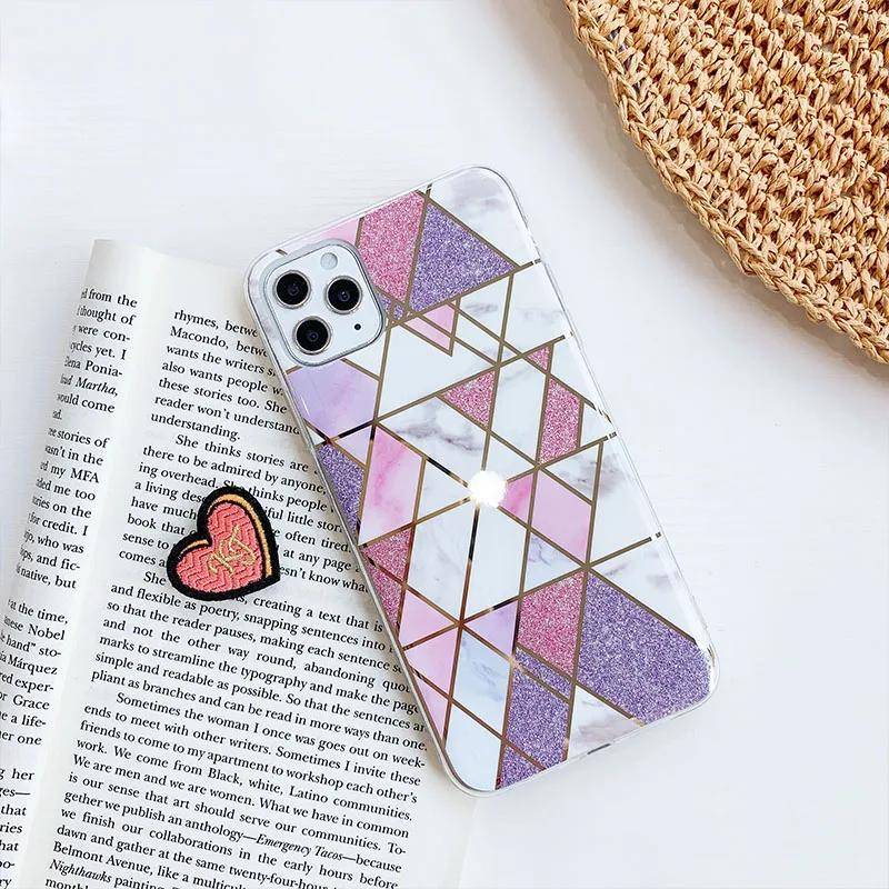 

Luxury Geometric Marble Phone Case for IPhone 13 12 11 Pro MAX XS XR 7 8 Plus Cases Soft Silicon Electroplated Back Cover Coque
