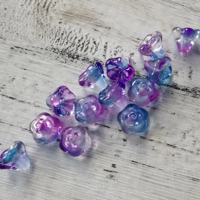 Стеклянные бусины в форме цветка стеклянные зеленый Радужный цвет 8 мм x 10 шт. |