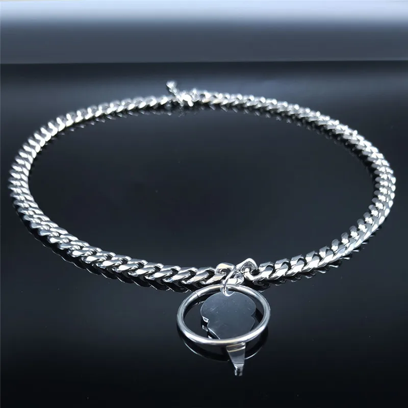 Женское Ожерелье из нержавеющей стали в стиле панк Серебряное колье ювелирные