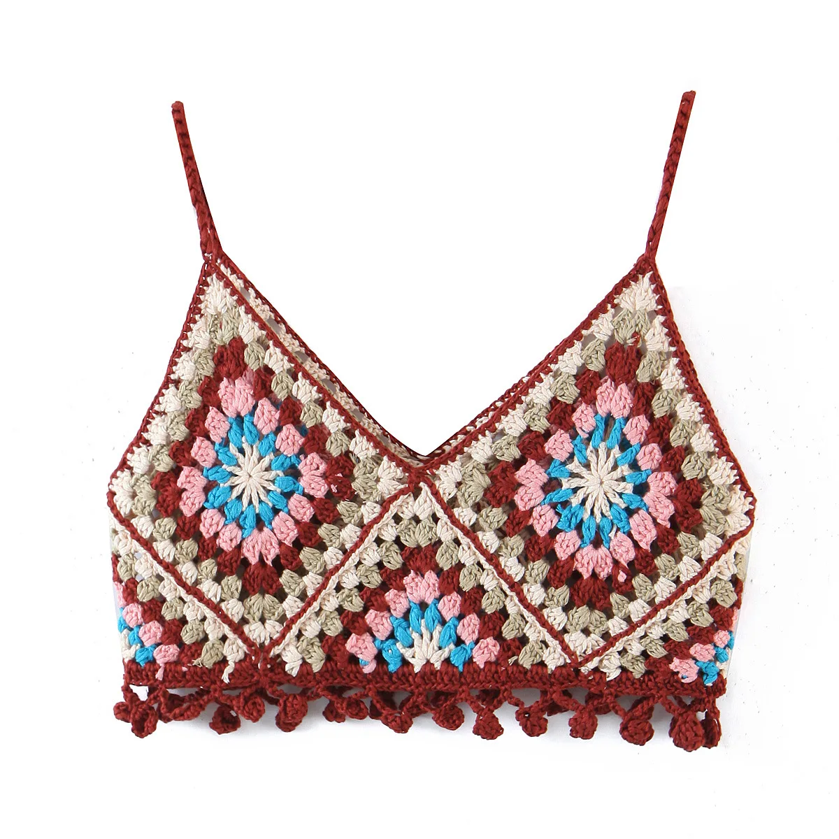 

Woman Summer Beach Boho Bohemia Hand-made Crochet Crop Top Tank