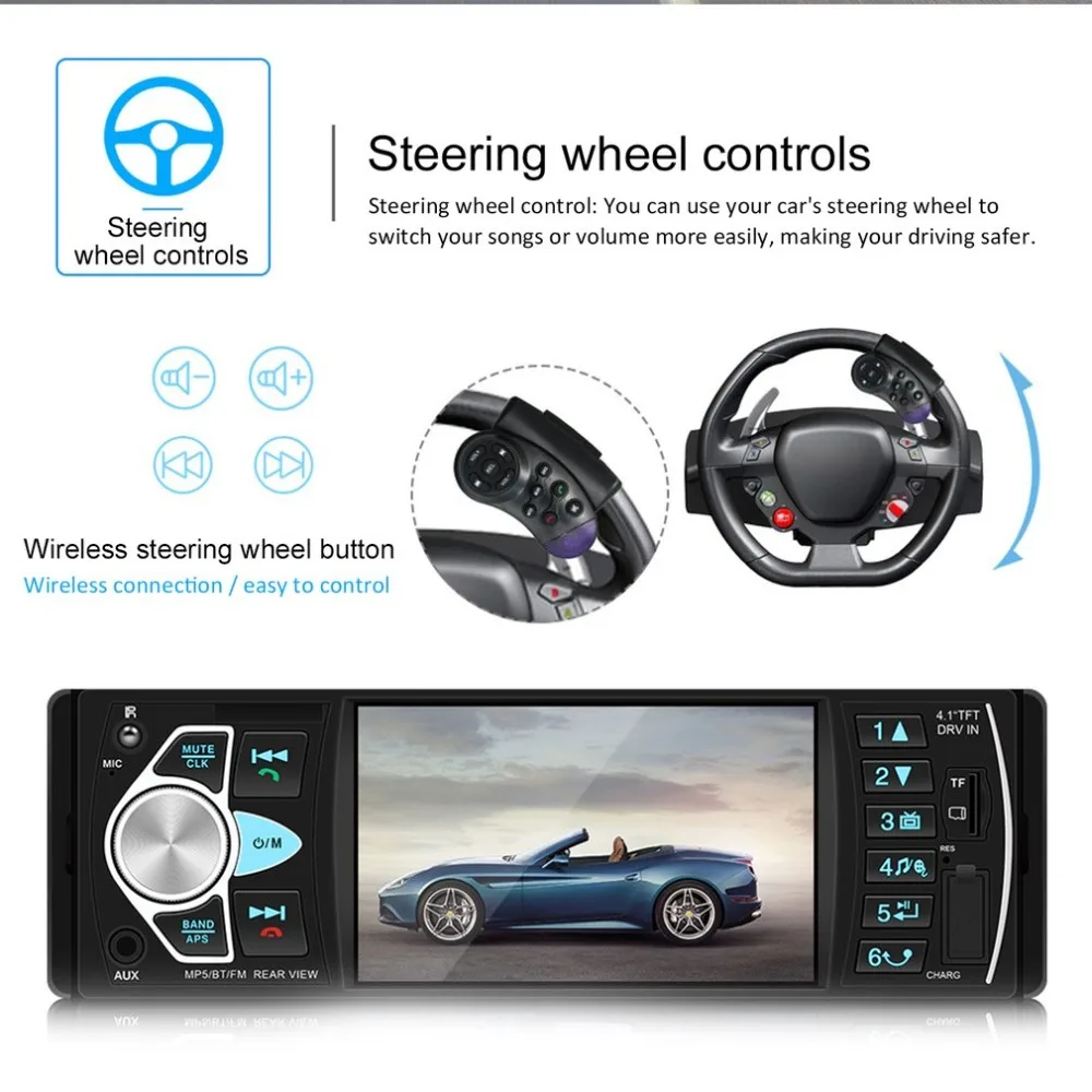 4022D 4,1 дюймов высокой четкости цветной экран Hands-Free автомобильный Mp5 плеер карта U диск радио Реверсивный Автомобильный плеер