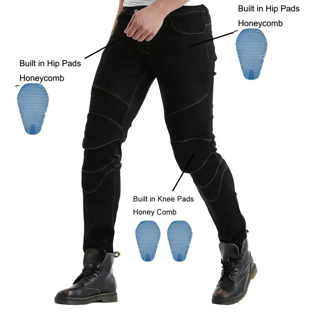 Водонепроницаемые мужские мотоциклетные джинсы для езды 4 X CE Armor Silica Gel Honeycomb